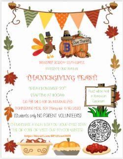 Thanksgiving Feast is Friday, November 20, 2020!