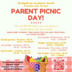 Parent Picnic Days are happening next week!
