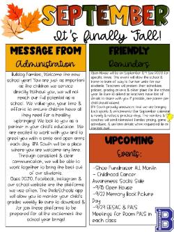 Here is the September Newsletter from our Administration!