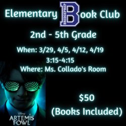 Join Ms. Collado on Tuesdays for our Elementary Book Club! 