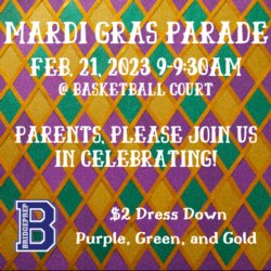 Mardi Gras Celebration on 2/21!