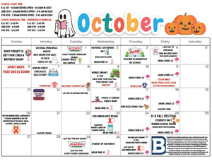 October Activity Calendar