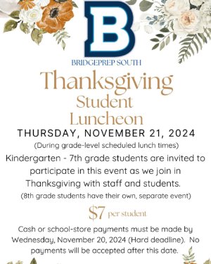 Thanksgiving Student Lunch (K-7th)